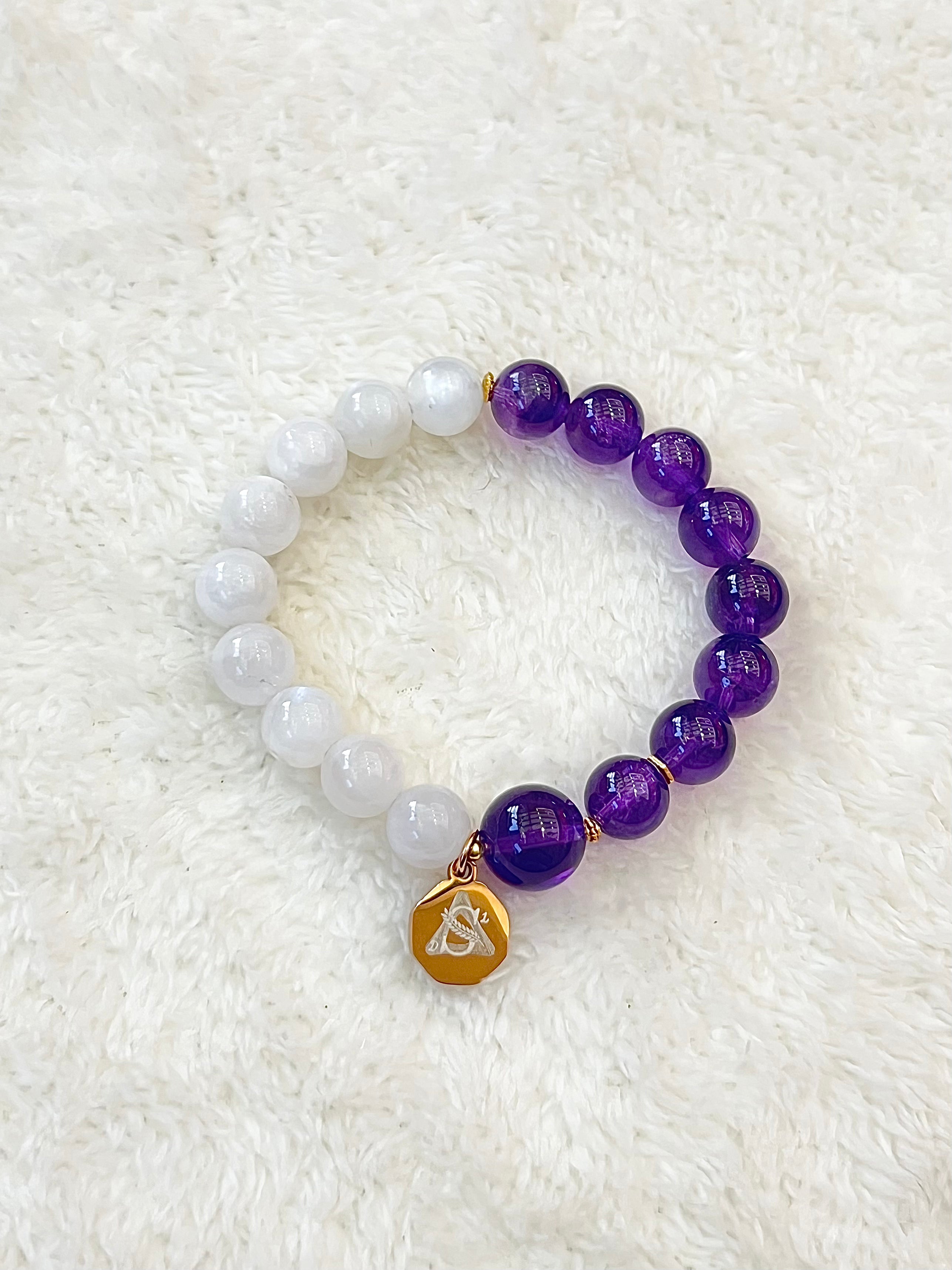 Crown Chakra • Enlightenment — Amethyst & Creamy Moonstone