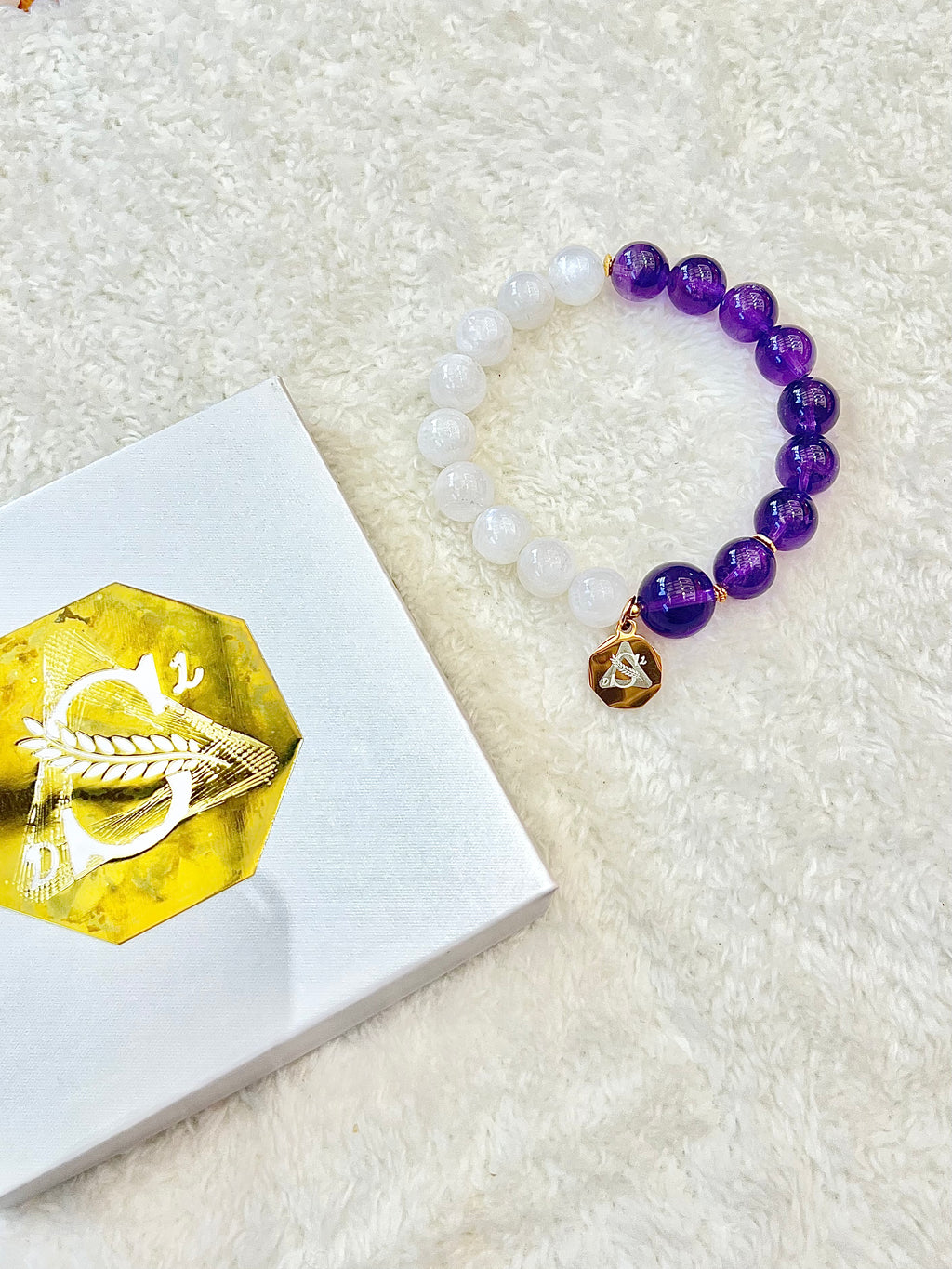 Crown Chakra • Enlightenment — Amethyst & Creamy Moonstone