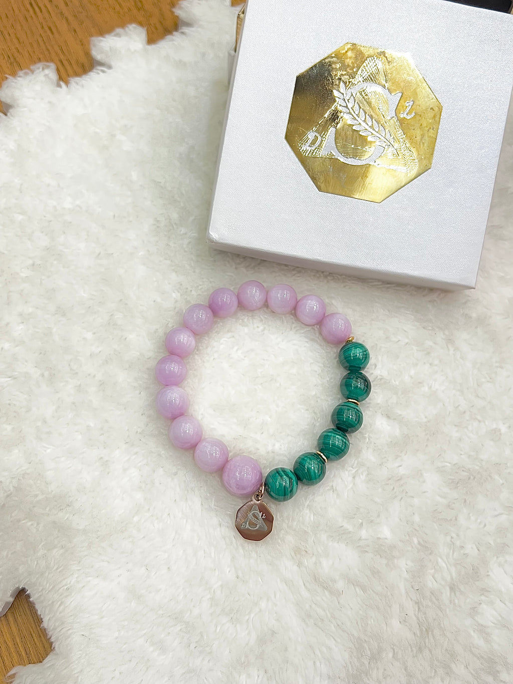 Heart Chakra · Origin — Pink Kunzite & Malachite